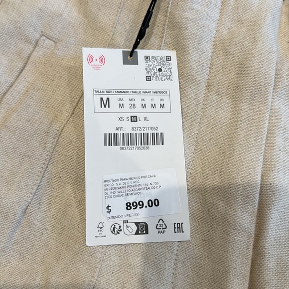 NWT Zara high waisted linen cropped wide leg pants - Picture 4 of 6